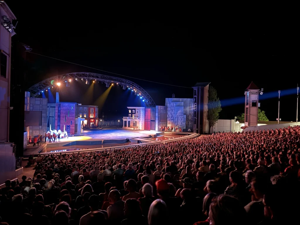 Publikum bei Open-Air-Konzert – Menschenmenge vor großer Eventbühne.